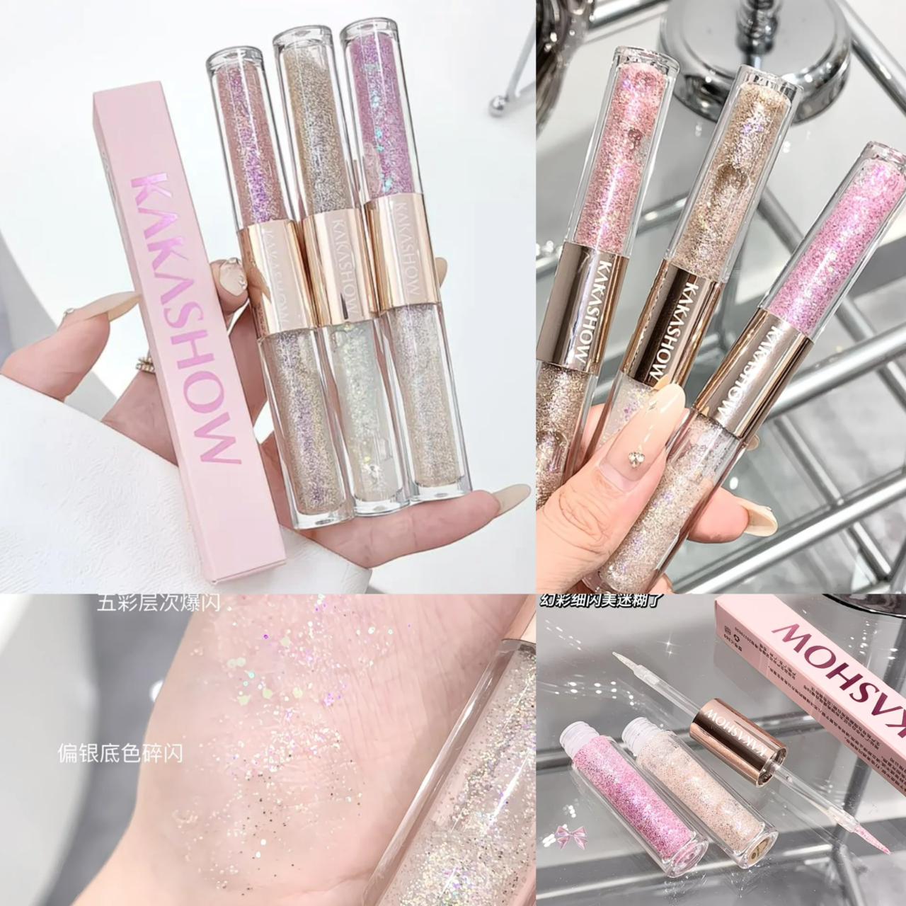 ILUMINADOR GLITTER 369 KAKASHOW DELINEADOR BRILLOSO DOBLE XZF-C369 - Image 1