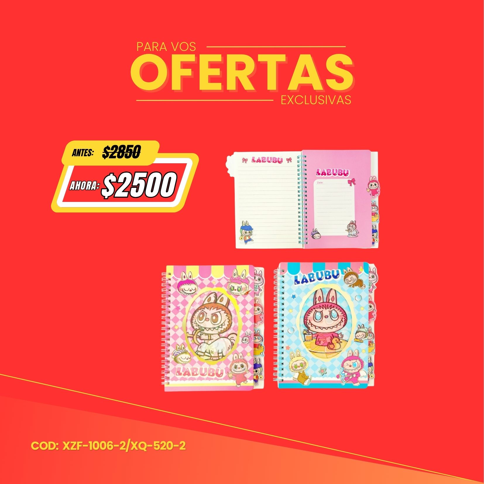 CUADERNO A5 LABUBU XZF-1006-2/XQ-520-2